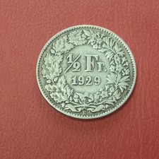 Svizzera Moneta 1/2 Franco 1929 Argento Silver
