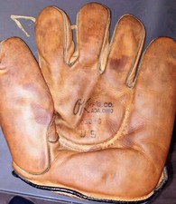 Vintage 1940s OK Mfg. Co. Ada, Ohio Leather Baseball Glove Split Finger 030-G