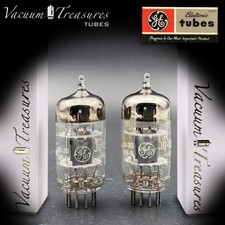 12AT7WA E81CC 6201 GE ?AMPLITREX Tested Pair Tubes Gray Plates Disc Getter USA