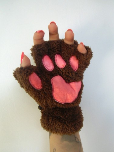 Mitene peluche pelliccia zampe - pelliccia,