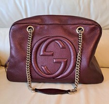 Gucci Borsa Da Spalla Grande Con Catena Bourgundy Leather Soho Double Chain Rara