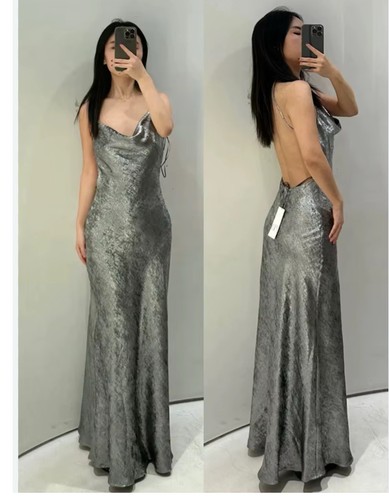 Abito zara foil slip - zara, grigio