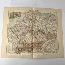 Stampa mappa antica Deutsches Reich Germania Stieler Hand Atlas 1908