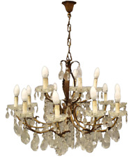 ANTICO LAMPADARIO a goccia di cristallo con 15 luci - ITALIA XX secolo