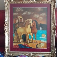 Giorgio De Chirico- Cavalli Antichi sul Mare 60x40 (Leggere descrizione)