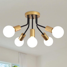 Plafoniera Soffitto Moderna, 5 Luci Lampadario Soffitto Vintage Lampada Soffitto