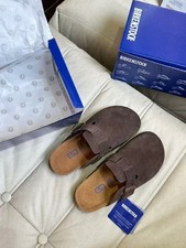 Birkenstock Boston Suede Leather Sandals Coffee EU43