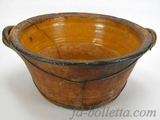 Tegame antico,vecchia ciotola terracotta da cucina,terrina antica smaltata a87