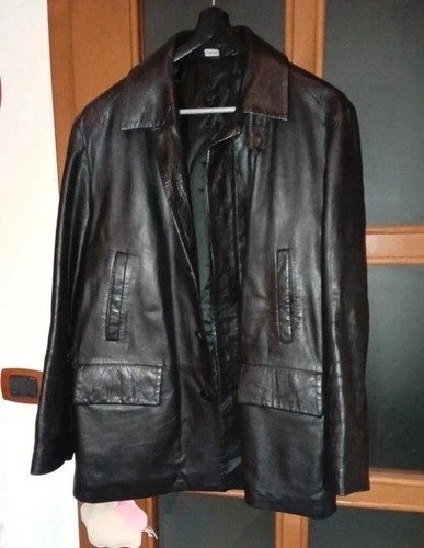 Giacca lunga vera pelle nero