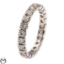 Anello in oro bianco 18 Kt 750 veretta giro diamanti 1,18 ct -NuovaCollezione-