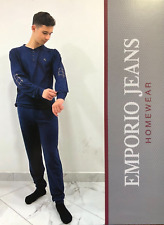 PIGIAMA-Tuta- uomo EMPORIO JEANS Lungo Serafino 100%COTONE Leggero con POLSINO
