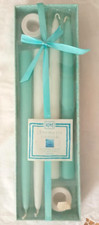 HOME SET 4 CANDELE 2 PIEDISTALLI AZZURRO BIANCO PROFUMATE OCEANO con CONFEZIONE
