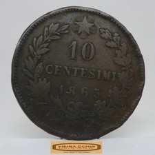 1863 Italy 10 Centesimi -