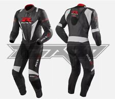 SUZUKI GXSR TUTA PELLE NERA UOMO MOTO MOTOCICLISTA 1 &2 PEZZI MOTO CORSA