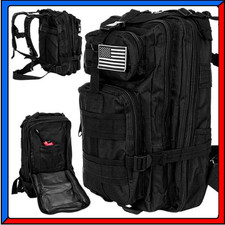 Zaino Tattico Militare da Trekking Escursionismo Esercito Softair 26 Litri Nero