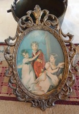 Antico Quadretto In Ottone Raffigurante Bambini.