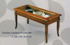 TAVOLINO/BACHECA RETTANGOLARE IN LEGNO NOCE CON PIANO IN VETRO