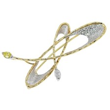 Spilla NOBUKO ISHIKAWA K18YG Pt900 Diamond 0,39 ct design moderno curvo