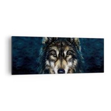 Quadro su Tela 140x50cm Lupo Oscurità Grafica Stampe Immagini Quadri Murale