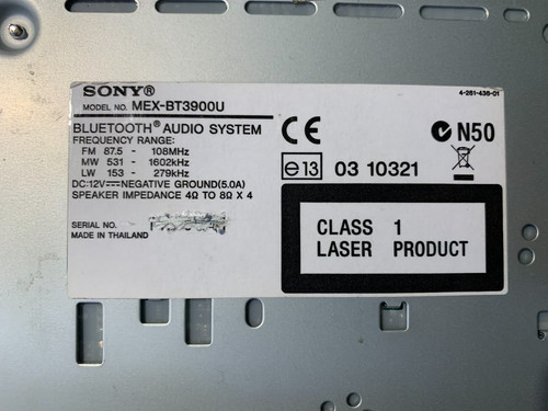 Mex bt3900u autoradio sony - mex-bt3900u, non
