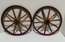 2 Antiche Ruote Carro Passeggino Legno e Gomma 12" Carrello da Giardino Carrozza