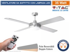 V-TAC VT-6054-4 VENTILATORE A SOFFITTO 35W CON PORTALAMPADA 2 LAMPADINE LED E27