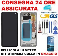 DISPLAY LCD TFT SAMSUNG GALAXY S10 SM-G973F DS TOUCH SCHERMO FRAME BIANCO SILVER