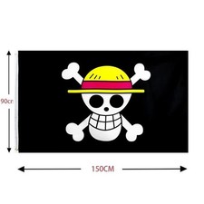 ONE PIECE Bandiera Pirata 90x150 cm Poliestere Monkey D. Luffy Jolly Roger Straw