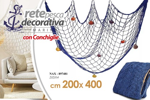 Rete pesca decorativa blu - decorativa,
