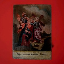 Antico Dipinto Fiammingo-Olio Su Tavola- 4 Stazione VIA CRUCIS - XVIII Secolo