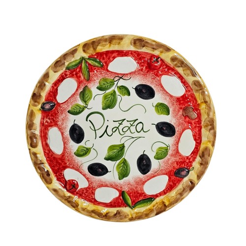 Piatto pizza oliva dipinto - dipinto, a