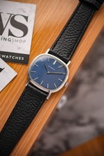 Juvenia TV screen watch ultra-slim mechanical hand-wound rare blue dial