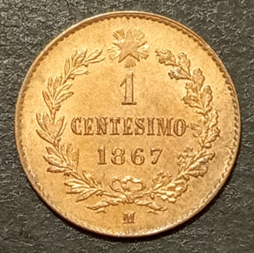 Centesimo lire valore - lire, 1867