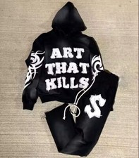 Set tuta uomo invecchiata manica lunga joggers 2 pezzi felpa outfit