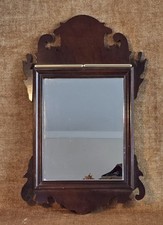 Specchio vintage stile Chippendale parete mogano accento oro pergamena senza tempo 18,5"x12"