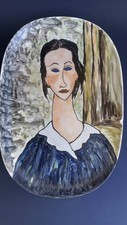 900 AMEDEO MODIGLIANI PIATTO ARTISTICO CERAMICA DESIGN DIPINTO A MANO RITRATTO