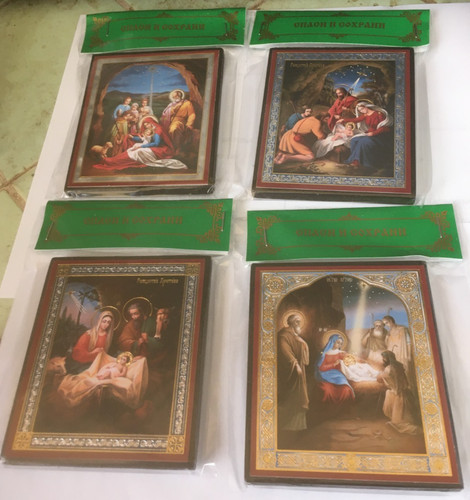 Set natale icona russa in - icona,