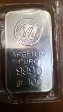 lingotto argento 100 grammi 999