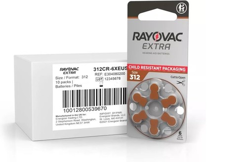 Rayovac piles auditives 312 - 60,