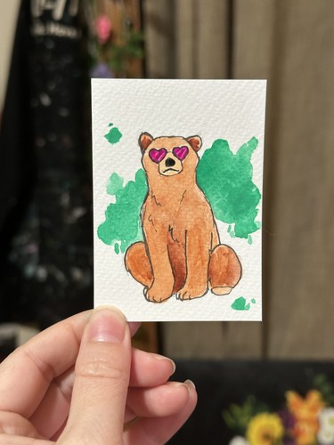 Aceo originale orso marrone - orso,