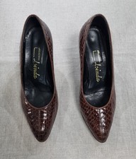 Scarpe n. 37 vintage in pelle di lucertola marrone Made in Italy Linda Usate