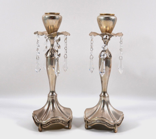Coppia candelabri peltro - in,