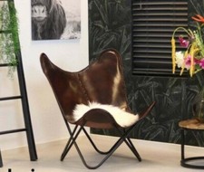 SEDILE RELAX FATTO A MANO VINTAGE VERA PELLE DI BUFALO MARRONE SEDUTA