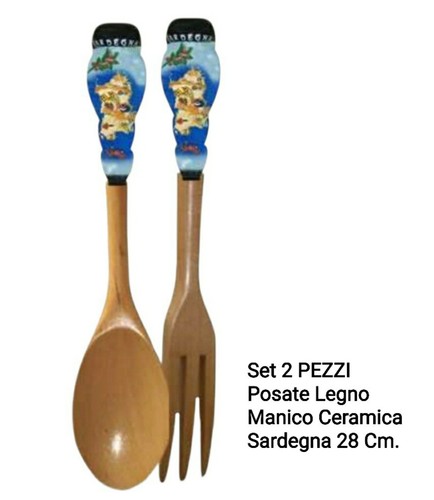 Coppia posate legno - posate, ceramica