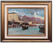 Dipinto: Carlo Domenici - (Livorno 1897 - Portoferraio 1981) - Veduta Elbana