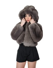 Dark Sable Grey Fox Fur Jacket