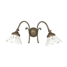 Appliques Lampada da parete in ottone con ceramica a due luci stile classico