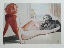 Stampa artistica Milo Manara - Pittore e la Modella / Omaggio a Courbet / Firmata
