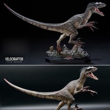 W-Dragon Male Velociraptor Dinosaur Statue Resin Model Animal Display