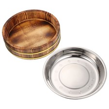 1 Set di Secchi in Stile Giapponese con Vasca in Acciaio Inox Cucina Sushi Botte di Riso